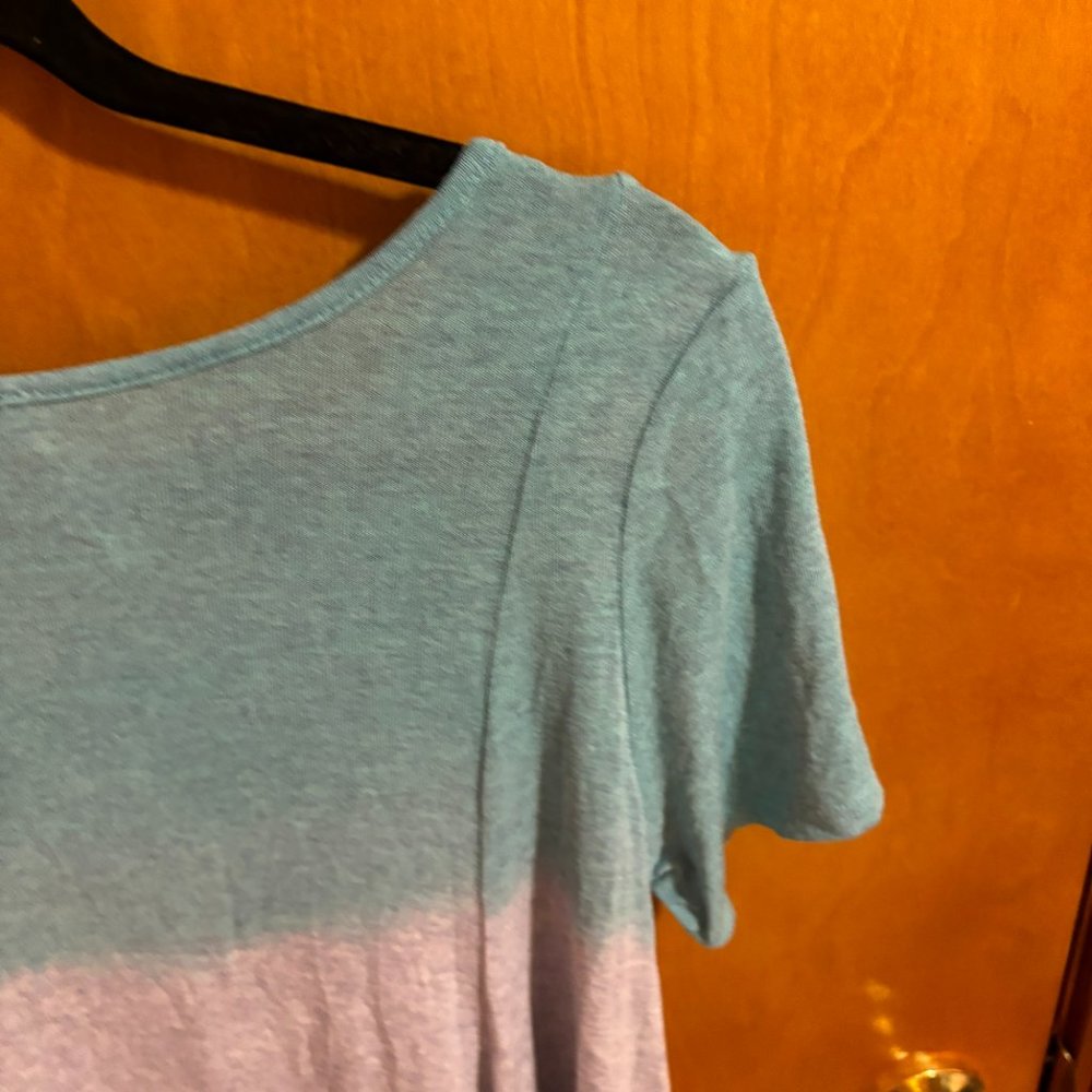 My Story casual Top Blue Gray Pink Stretchy Size Medium - Picture 9 of 12